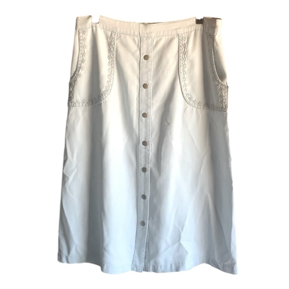 Soft Surroundings A-line skirt size small light blue embroidered coastal soft